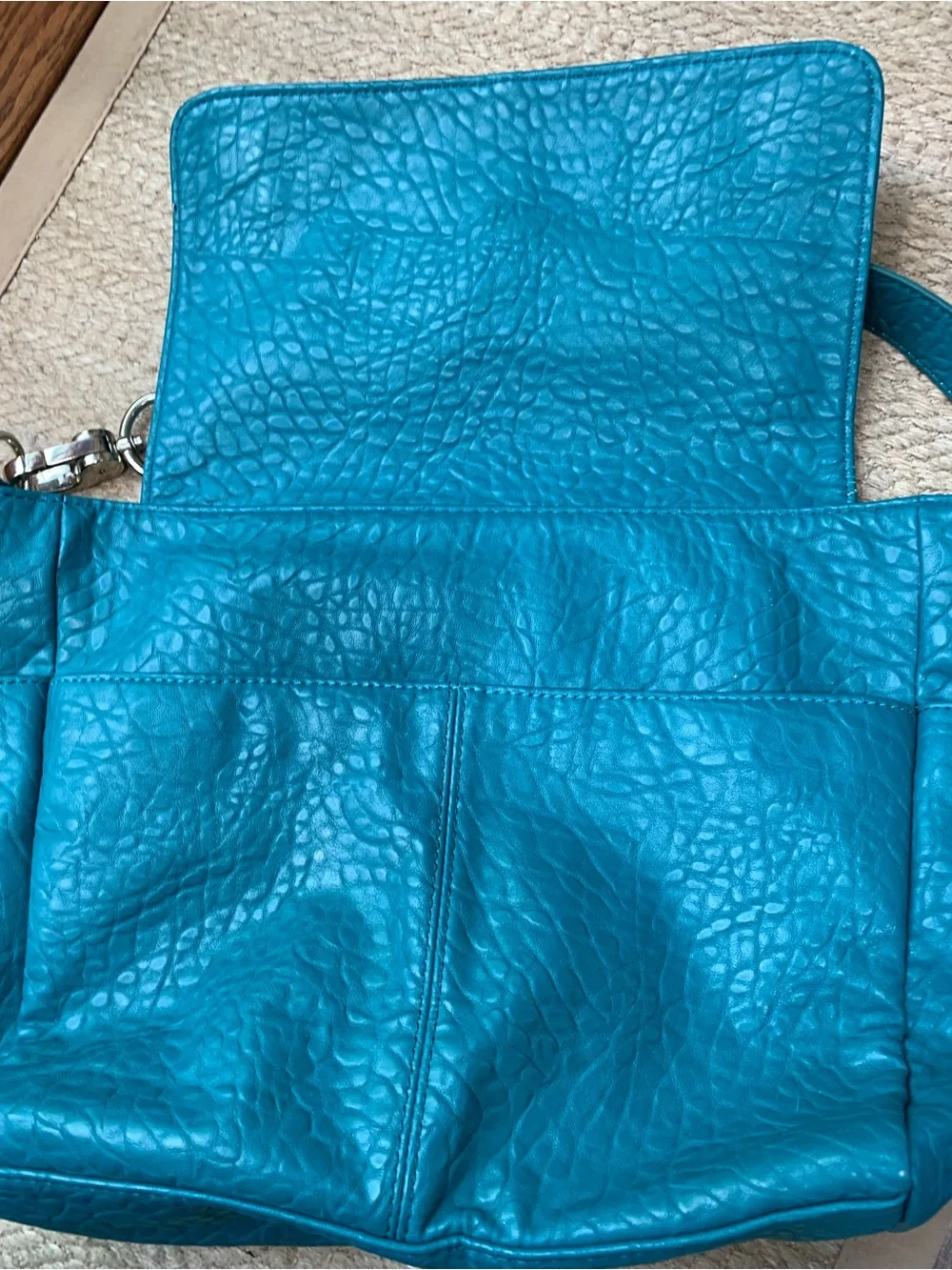 thirty-one jewel Teal Blue Textured Leather Shoulder Bag